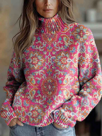 Isla - Retro Floral Turtleneck