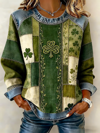 Women's Shamrock Crew Neck Long Sleeve Vintage Sweatshirt