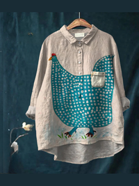 Henriette - Playful Polka Dot Chicken T-Shirt