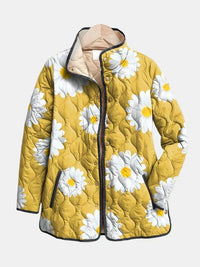 Goldenray - Charming Daisy Pattern Quilted Jacket