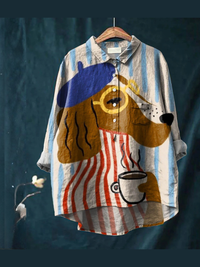 Charlie - Artistic Dog & Coffee Print Shirt