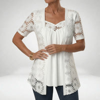 Prudence | Lace-Trim Short Sleeve Blouse