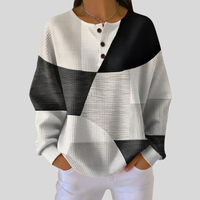 Sondra - Textured Colorblock Henley Sweatshirt