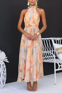 Halter - Maxi Dress with Print