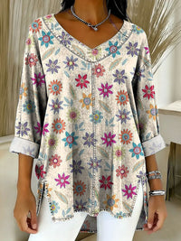 Women's Multicolor Floral Print Washed Top