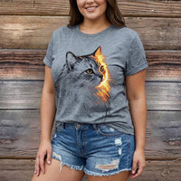 Mia - Casual Cat Print T-Shirt