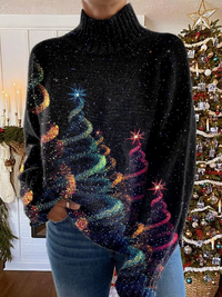 Olivia - Glitter Christmas Tree Turtleneck