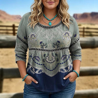 Elaine - Vintage Floral Print Blouse