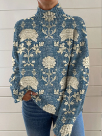 Lily - Timeless Floral Turtleneck