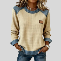 Marlisa - Textured Contrast-Trim Sweatshirt
