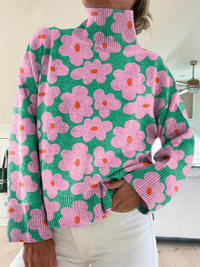 Hannah - Floral Knit Turtleneck