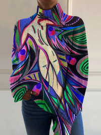 Evie - Retro Abstract Turtleneck