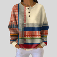 Marisela - Buttoned Henley Sweatshirt