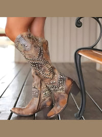 Rufa - Studded Western Knee - High Boots