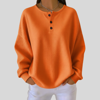 Romy - Relaxed Waffle-Knit Henley Top
