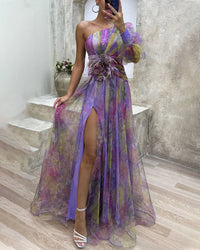 Orit - Asymmetrical One Sleeve Split Dress