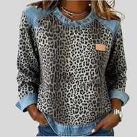 Darlene - Animal Print Contrast-Trim Sweater