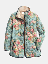 Elara - Floral Print Quilted Jacket