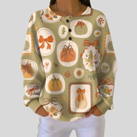 Della - Autumn Charm Button-Neck Sweatshirt