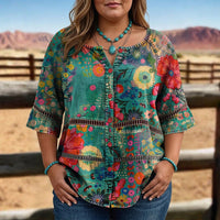 Emily - Vintage Floral Print Blouse