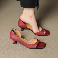 Celin - Peep Toe Genuine Leather Heels