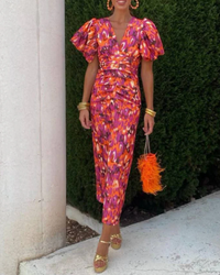 Ursula - Vivid Pleated Midi Dress