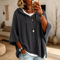 Camille - Charcoal Poncho Sweater