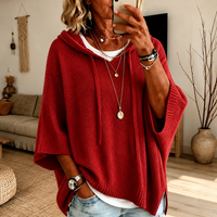 Claire - Red Poncho Sweater