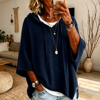 Juliette - Navy Blue Poncho Sweater