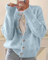 Chunky Melange Knit Button-Front Cardigan