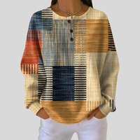 Mavis - Patterned Button-Neck Top
