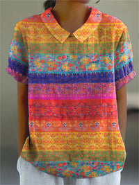 Maya - Floral Striped Shirt