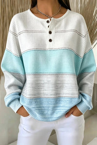 Women's Casual Abstract Henley Collar Long Sleeve Sweatshirt