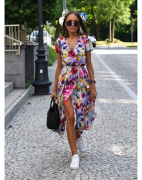 Tzahalit - Stylish V-Neck Floral Dress