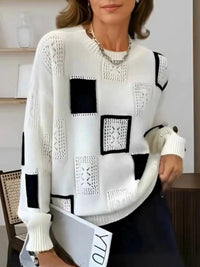 Women's Round Neck Long-sleeved Casual Loose Pullover Knit Sweater