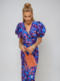 Oranit - Pleated Sleeve Colourful Dress
