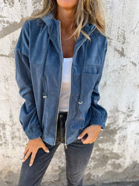 Lauren - Ribbed Zip-Up Hooded Jacket