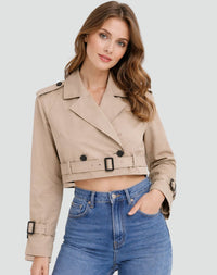Bridget - Cropped Belted Trench Jacket