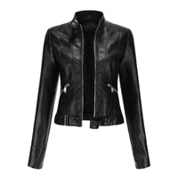 Cecily - Cropped Moto Biker Jacket