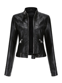Cecily - Cropped Moto Biker Jacket