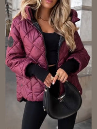 Marina - Diamond Quilted Hooded Zip-Up Jacket