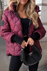 Marina - Diamond Quilted Hooded Zip-Up Jacket