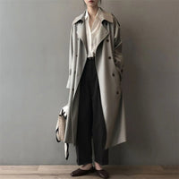 Aurelie - Double-Breasted Long Trench Coat
