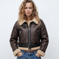 Verena - Cropped Aviator Bomber Jacket