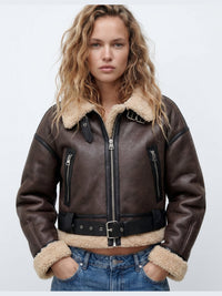 Verena - Cropped Aviator Bomber Jacket