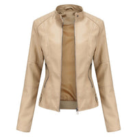 Camille - Stand-Collar Zip-Up Moto Jacket