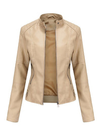 Camille - Stand-Collar Zip-Up Moto Jacket