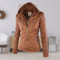 Lucinda - Hooded Moto Jacket with Removable Hood