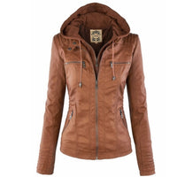 Cassia - Hooded Moto Jacket with Removable Hood