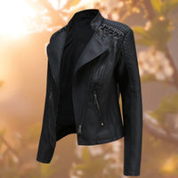 Ruby - Moto-Style Zip-Up Biker Jacket